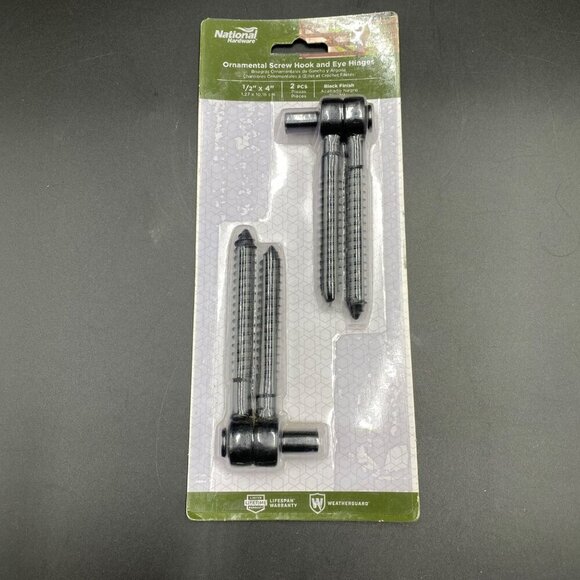 National Hardware Ornamental Screw Hook and Hinges 1/2" x 4" Black New - Picture 1 of 6